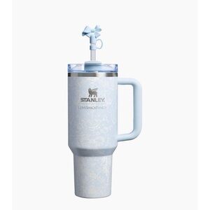 Stanley Light Blue Floral Tumbler with Bow Straw